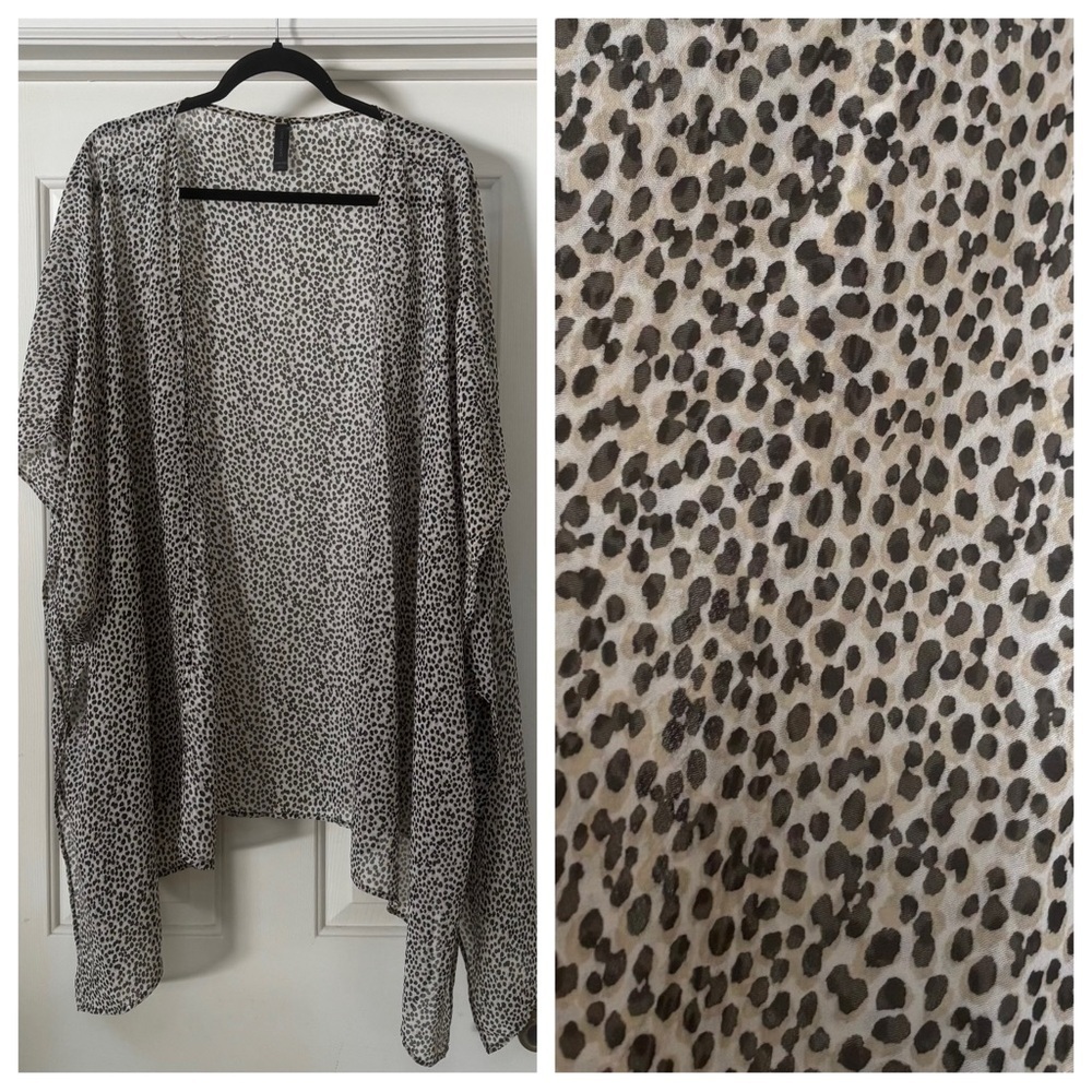 Lane Bryant Speckled Print Kimono Cardigan OS Lightweight Sheer Boho Coverup